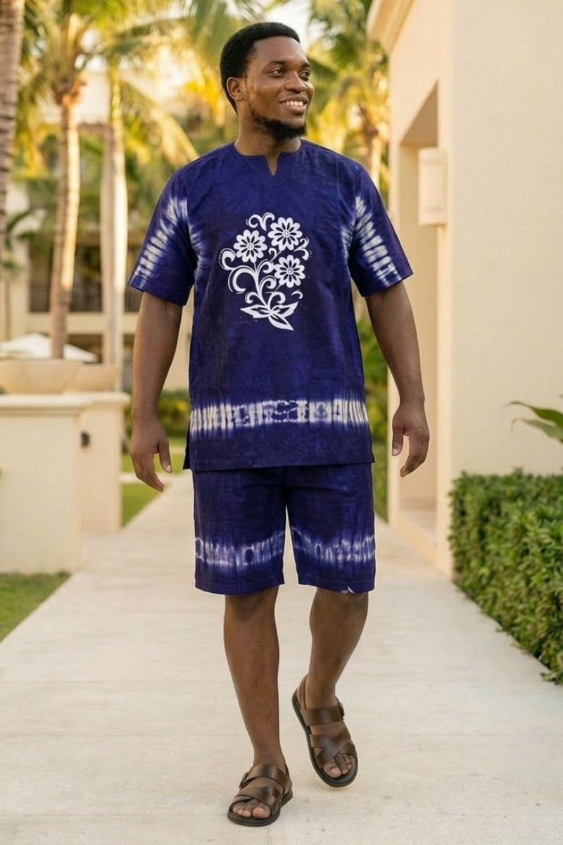 Akin Raving 2-Piece Adire Short Set