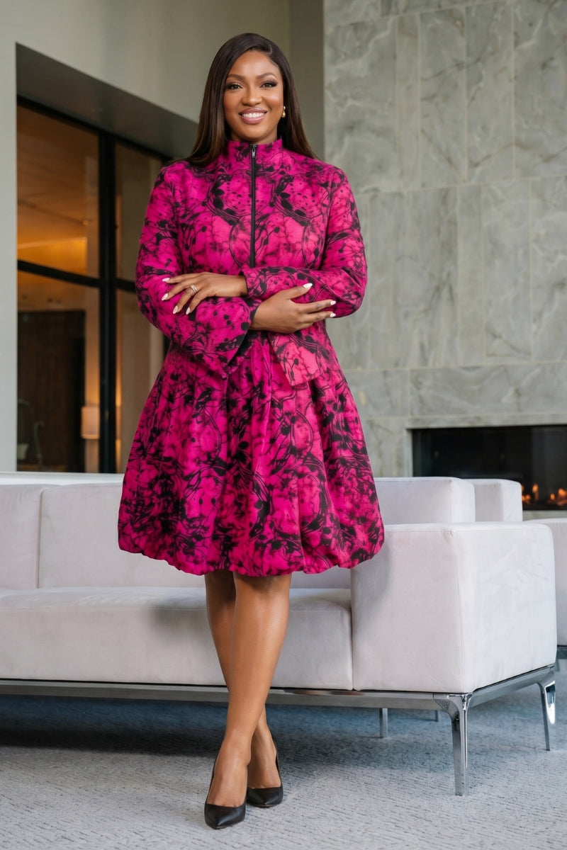 Adero Bubble Skirt Set | Pink