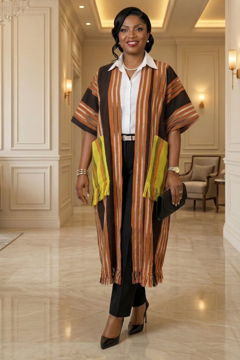 Regal Fringe Kaftan | Orange