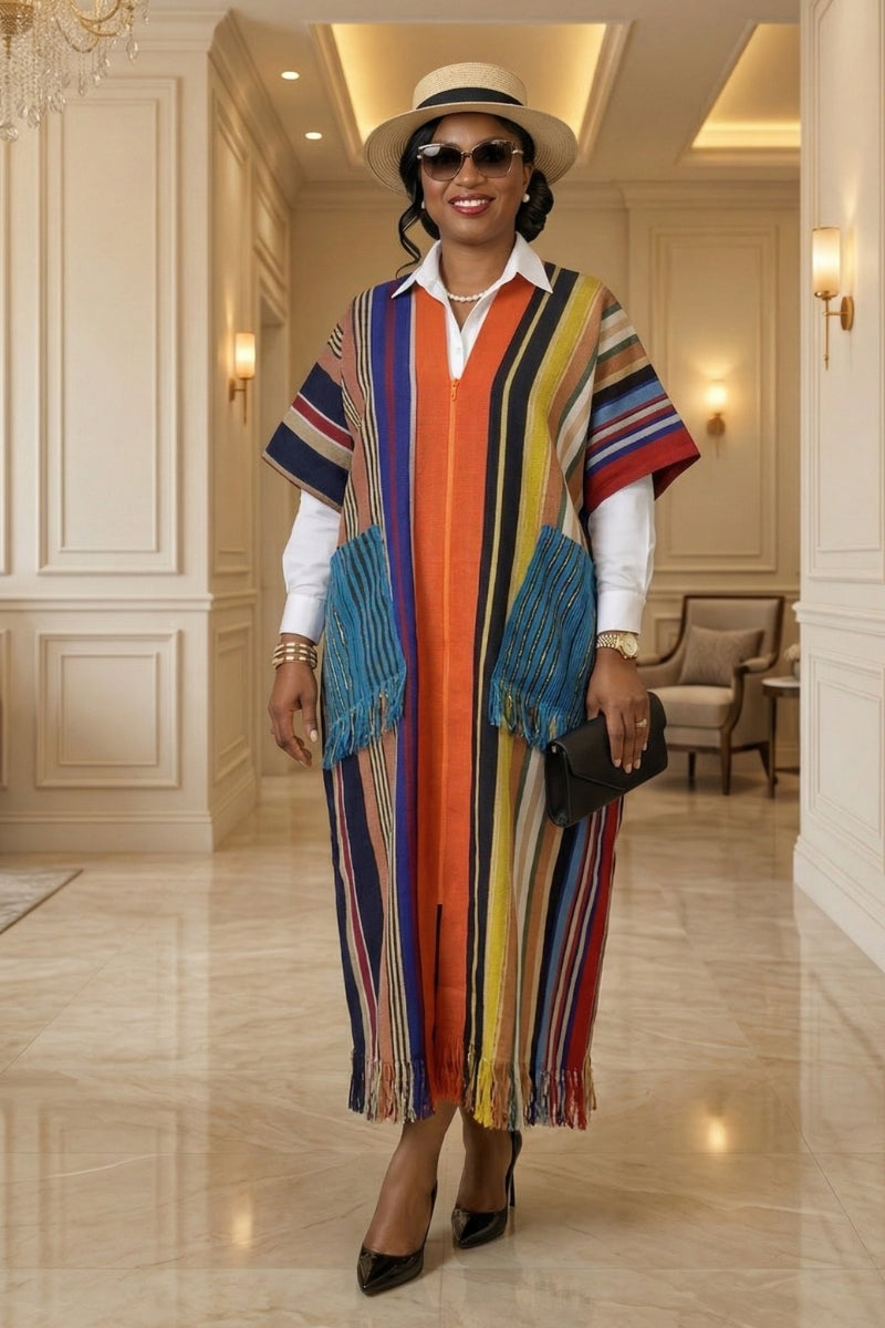 Regal Fringe Kaftan | Navy