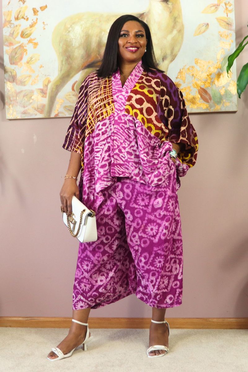 Dashiki 2pc three-quarter pant set