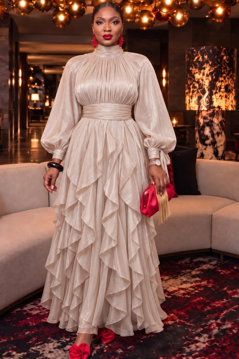 Seraphine Cascade Dress | Beige