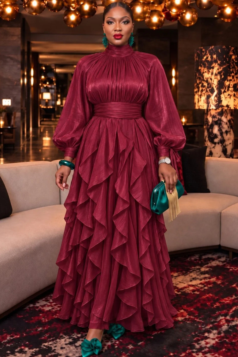 Seraphine Cascade Dress | Wine