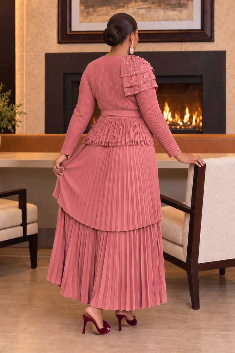 Amarisse Pearl Skirt Set| Soft Pink