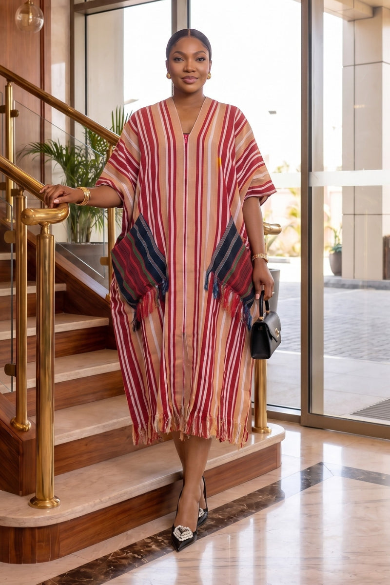Regal Fringe Kaftan | Burgundy