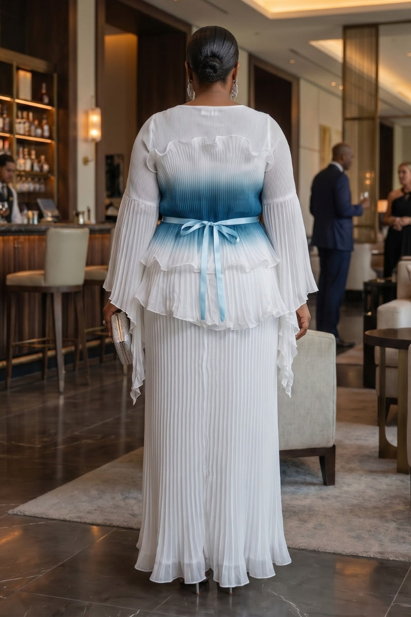 Lumière Ivory Dress | Malachite blue