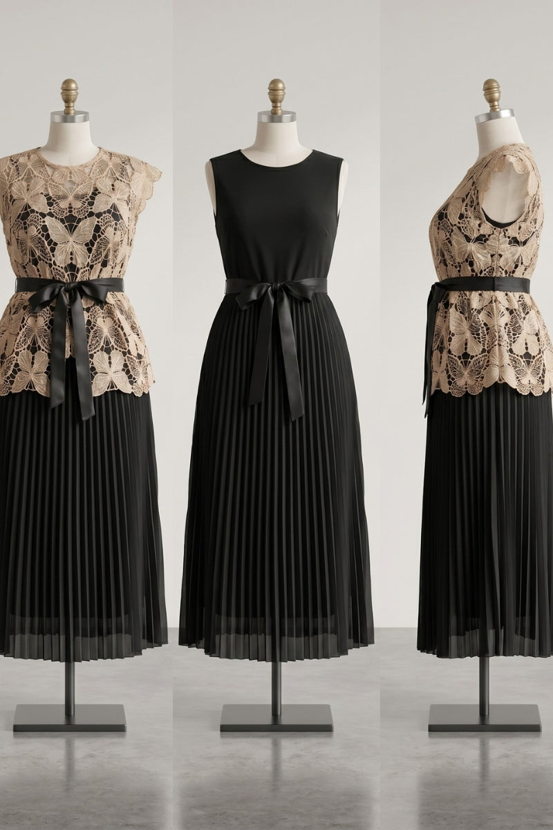 Marielle Lace Pleat Dress