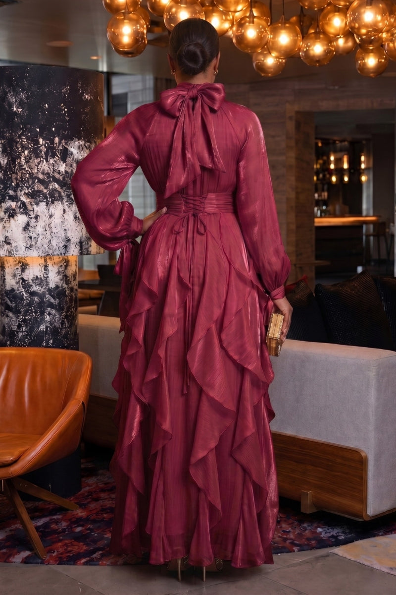 Seraphine Cascade Dress | Wine