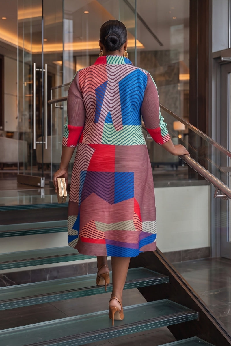 Aveline Mosaic Bounce Dress| Pink Berry