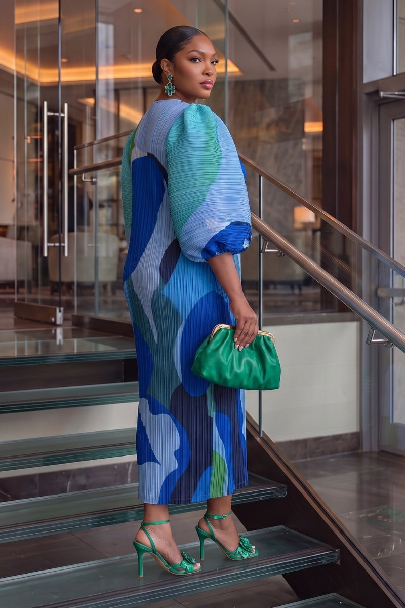 Elowyn Pleat Dressm | Blue