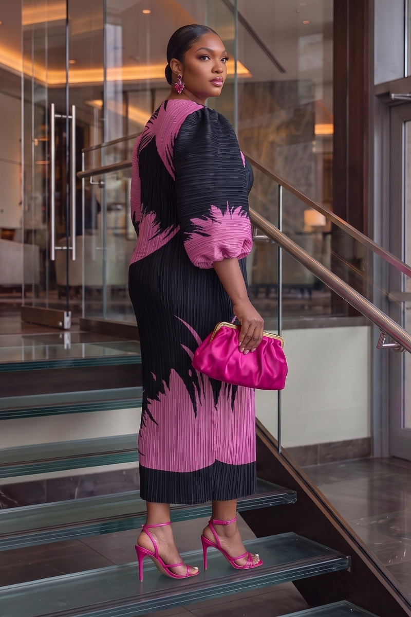 Elowyn Pleat Dress |Pink