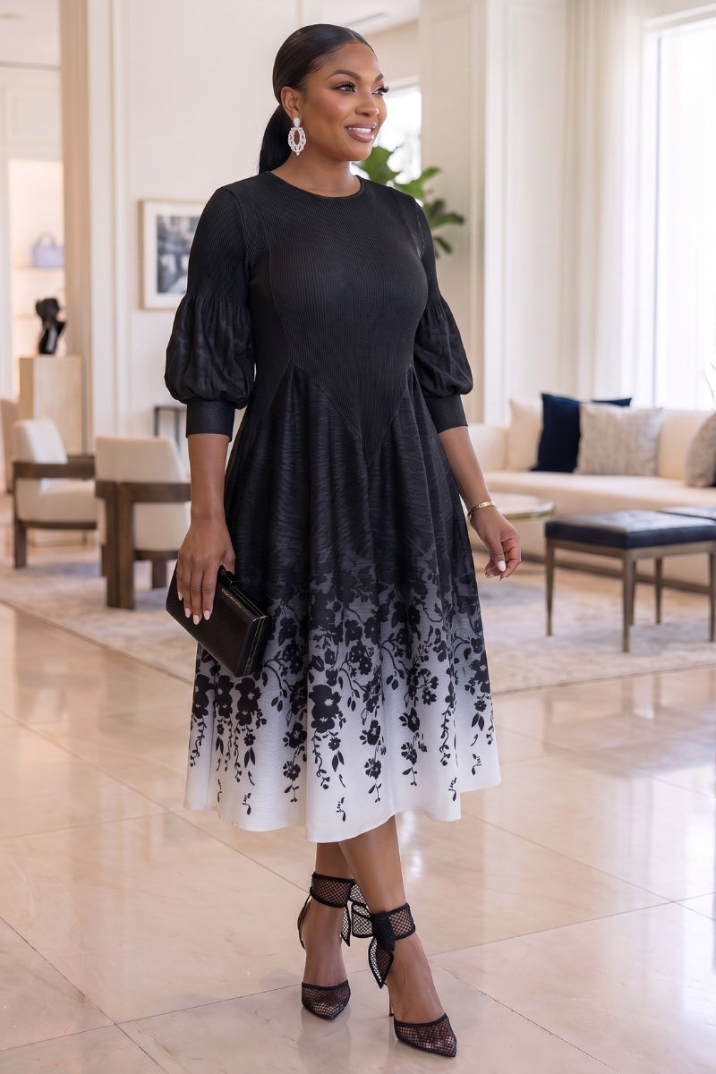 Roselle Bloom Bounce Dress |Black