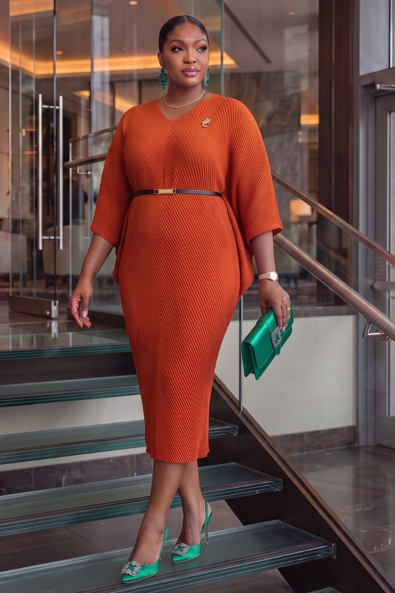 Marcelle Sculpt Dress | Orange