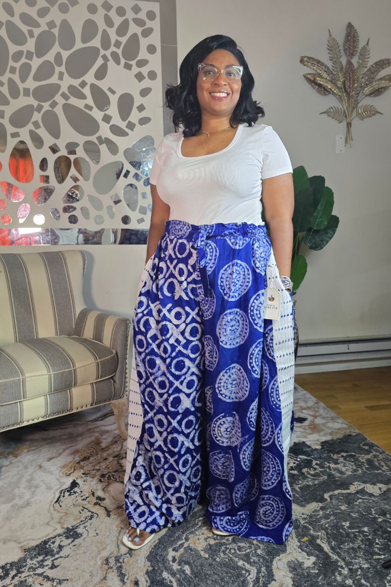 Labubu Free Flowy Crepe Adire Pant