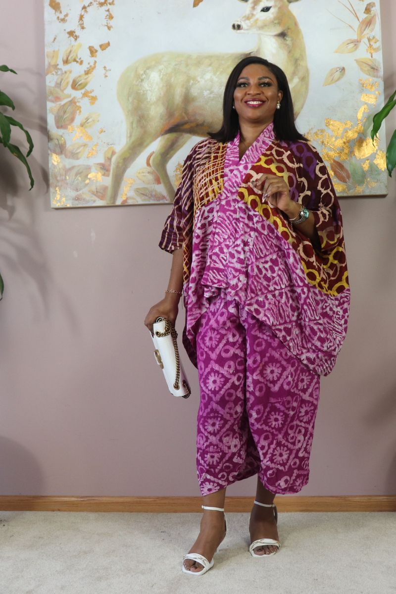 Dashiki 2pc three-quarter pant set