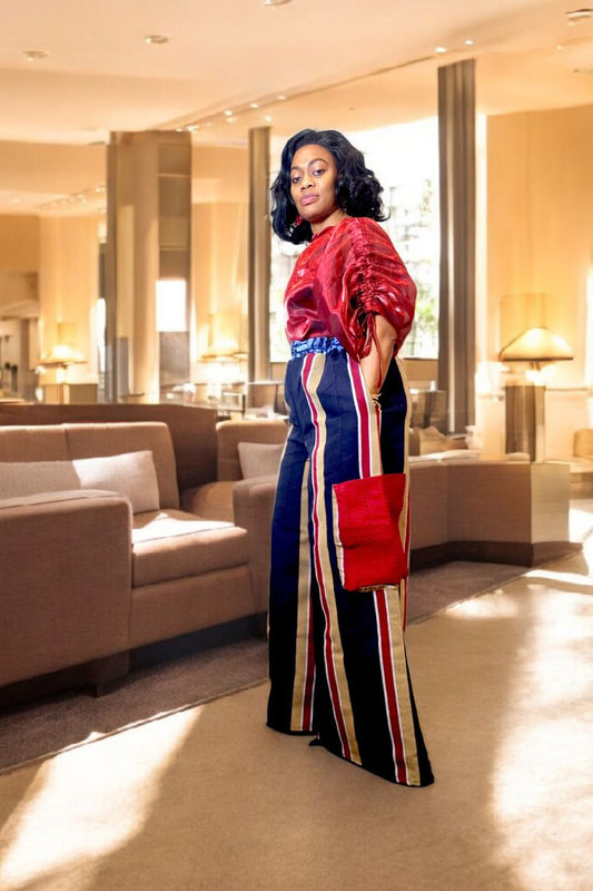 Motúndé Gilded Draped Top |  Burgundy