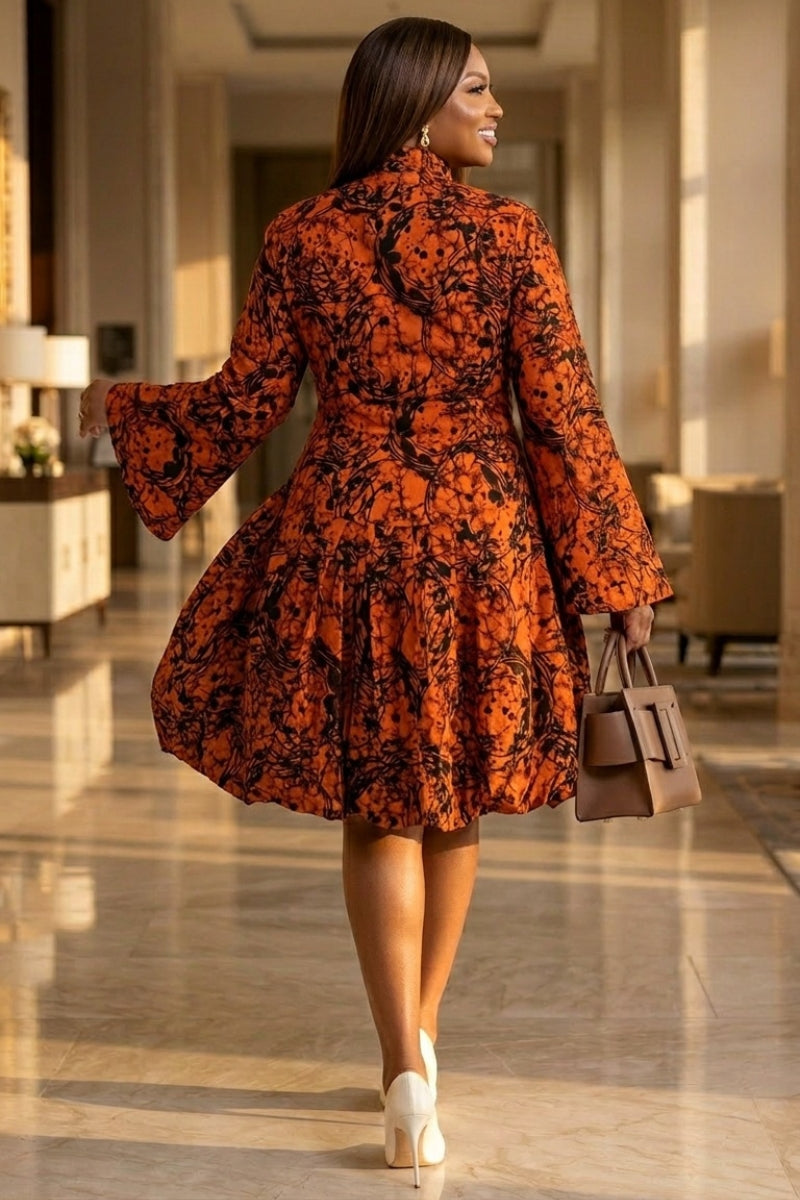 Adero Bubble Skirt Set | Orange