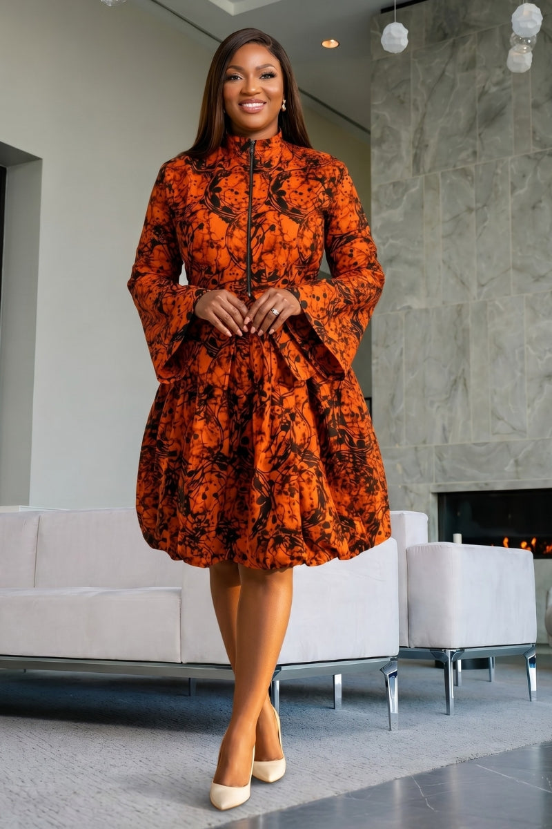 Adero Bubble Skirt Set | Orange