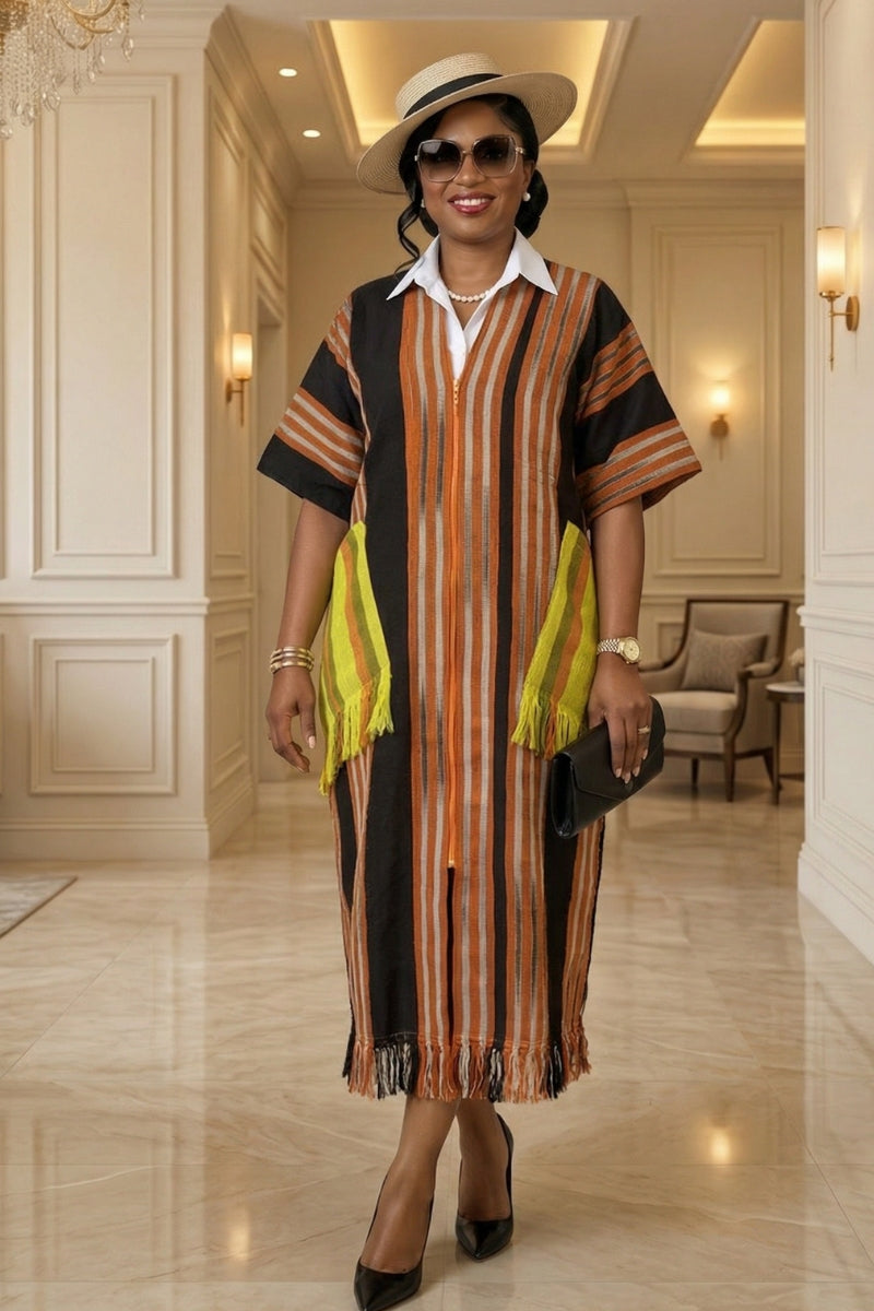 Regal Fringe Kaftan | Orange