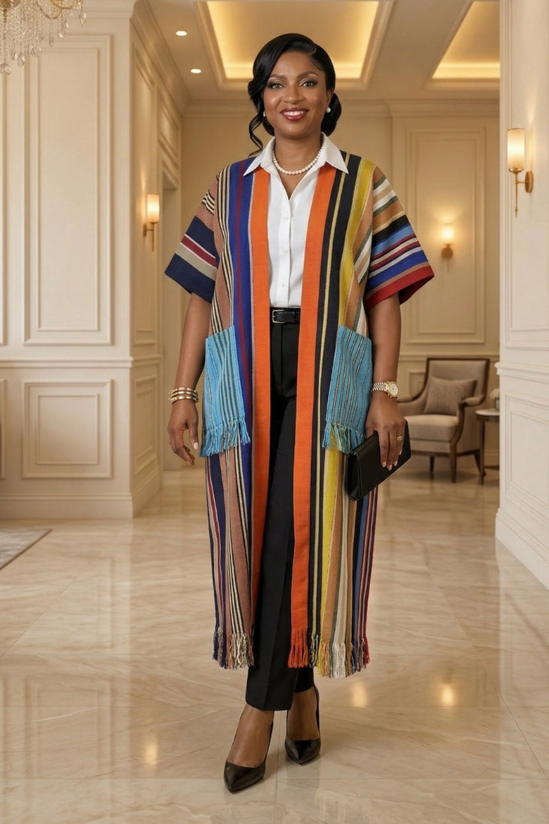 Regal Fringe Kaftan | Navy