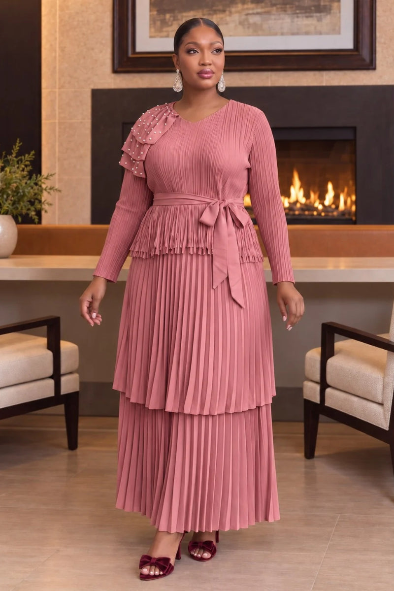 Amarisse Pearl Skirt Set| Soft Pink