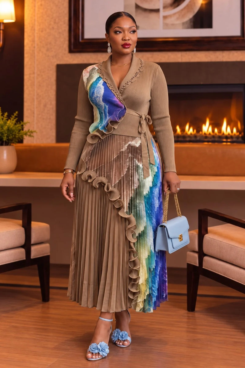 Velisse Ruffle Pleat Dress