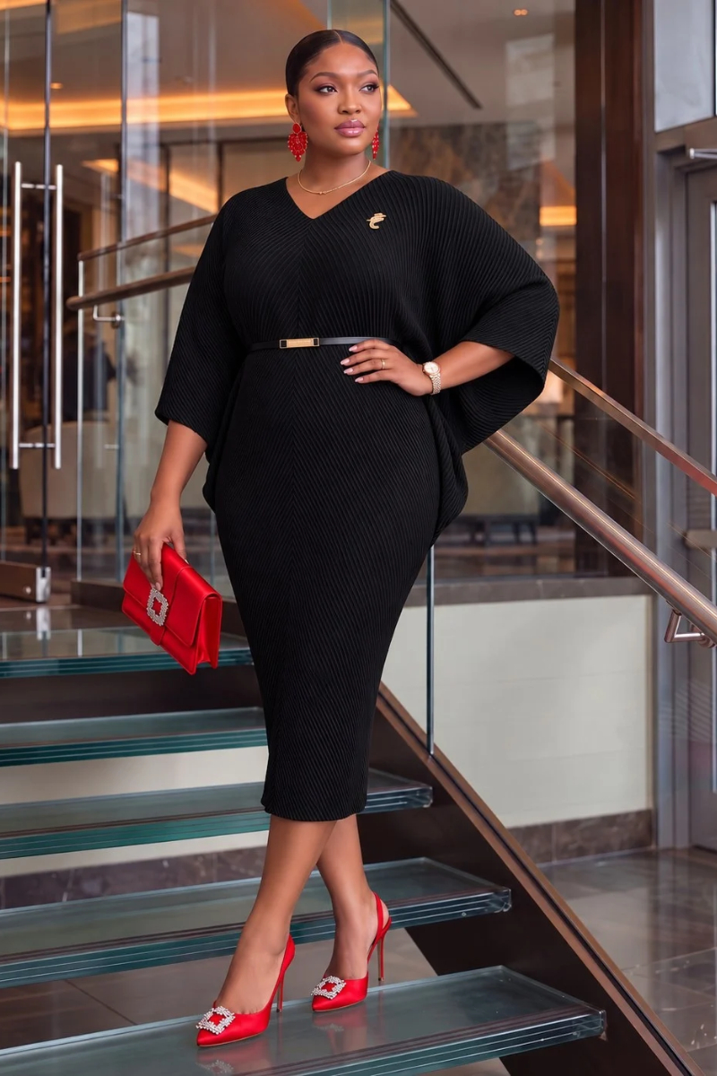 Marcelle Sculpt Dress | Black