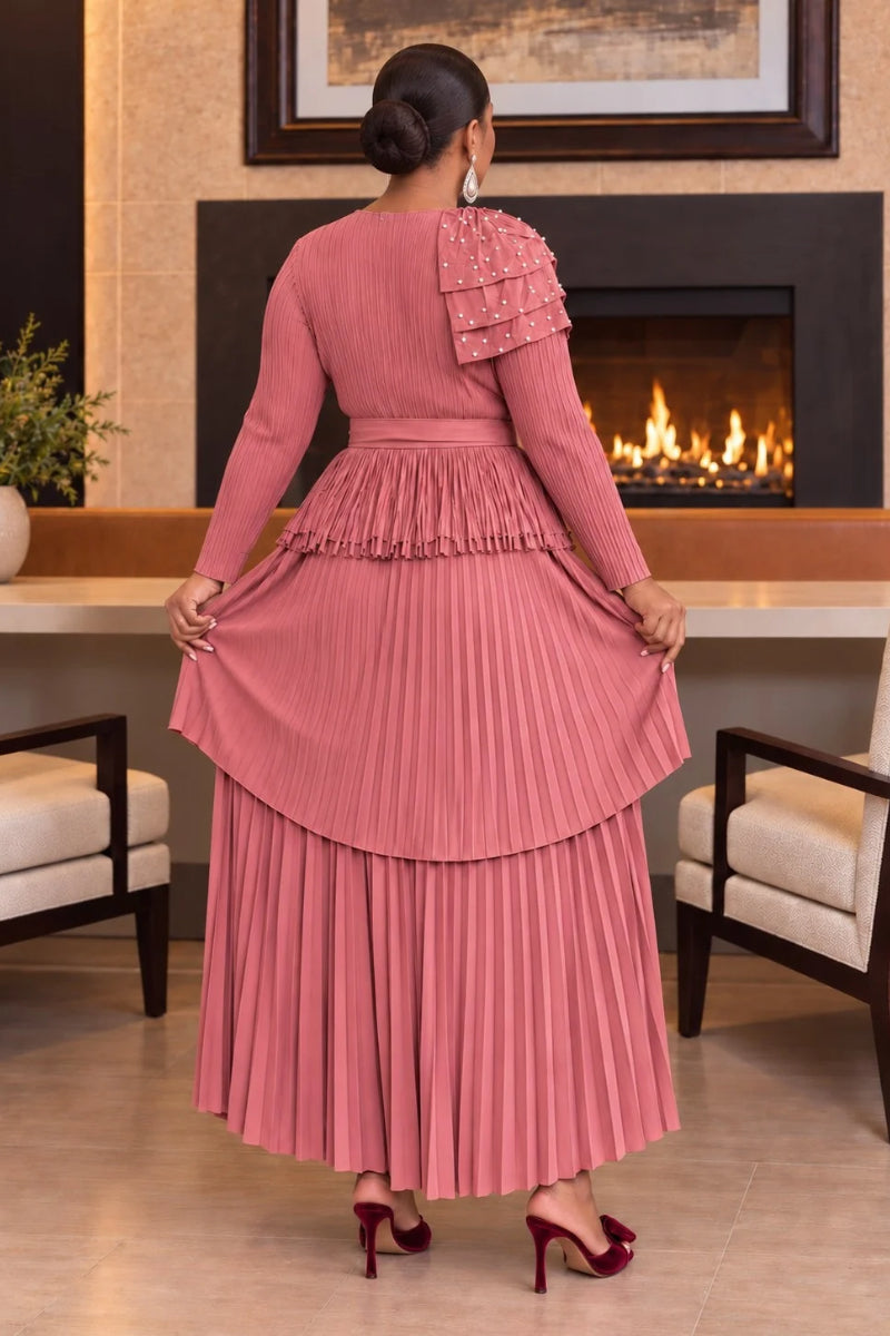 Amarisse Pearl Skirt Set| Soft Pink
