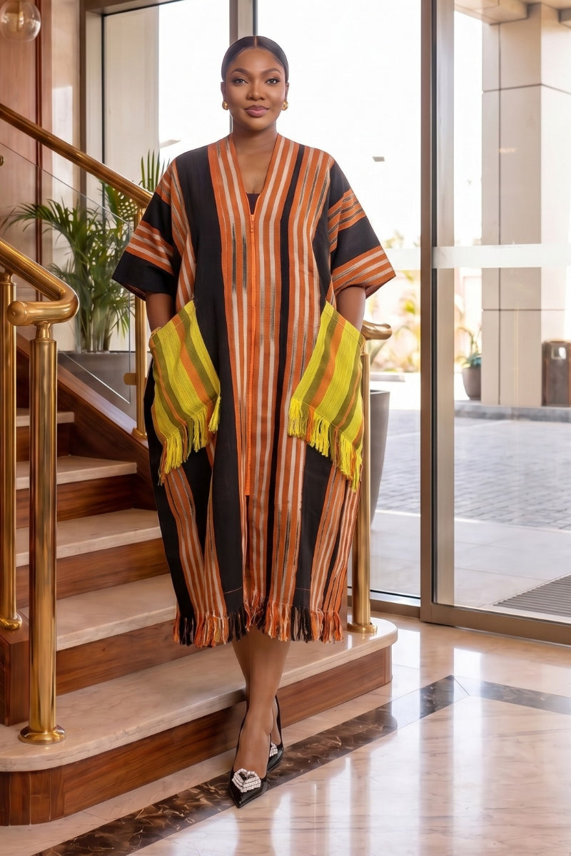 Regal Fringe Kaftan | Orange