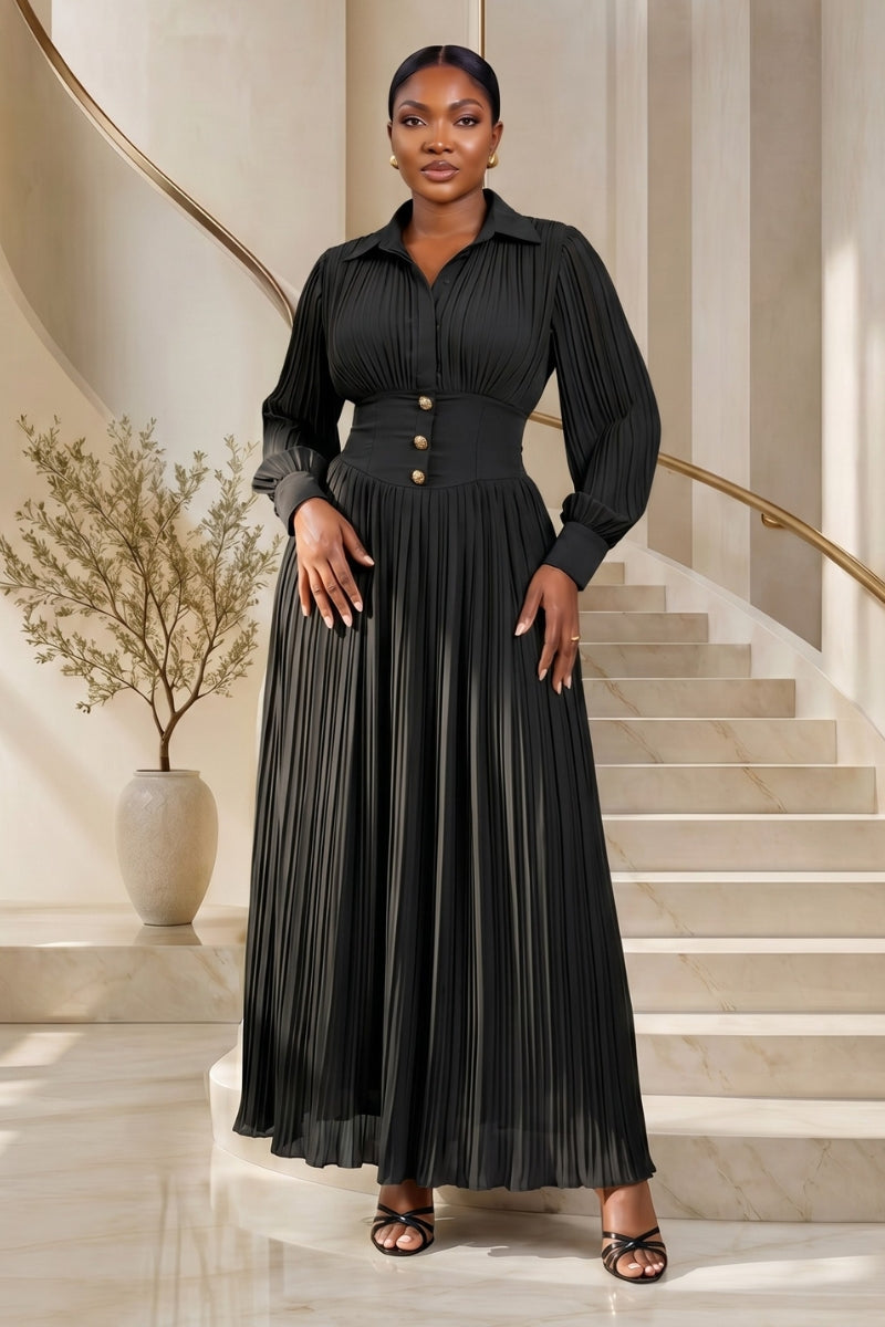 Sculpted Pleat Maxi | Green