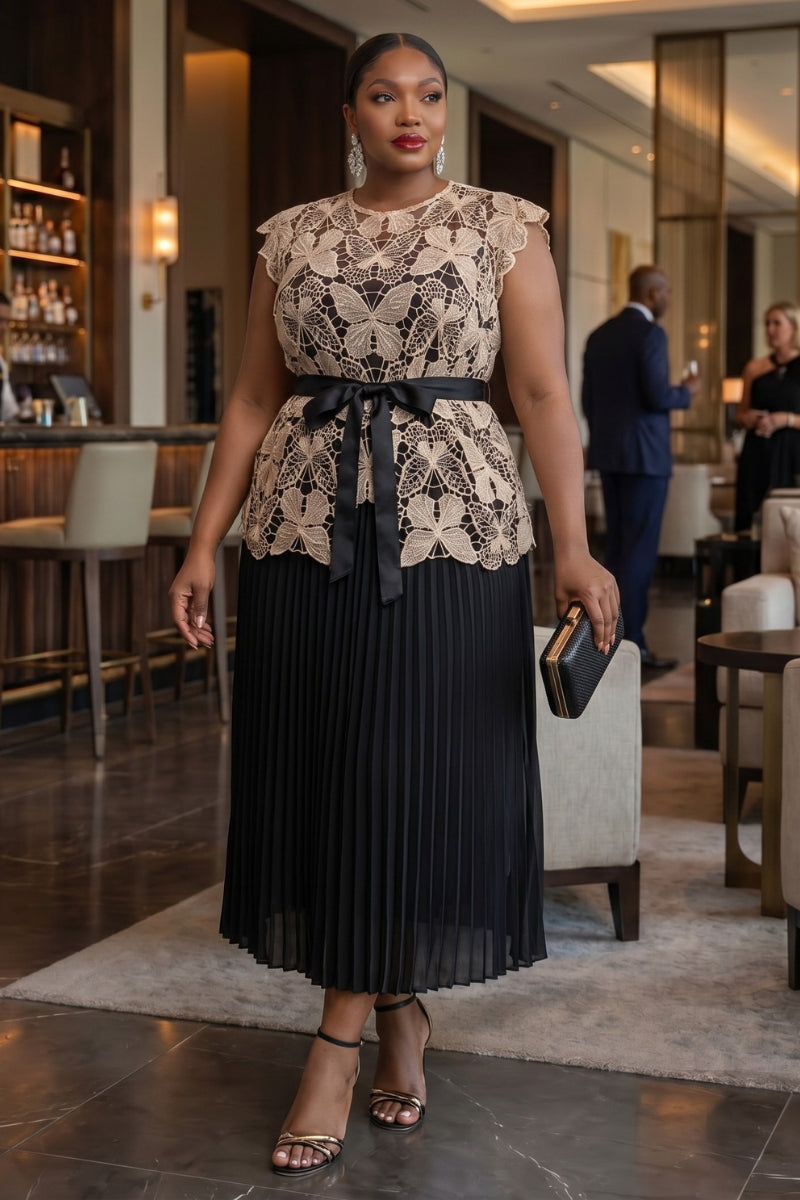 Marielle Lace Pleat Dress