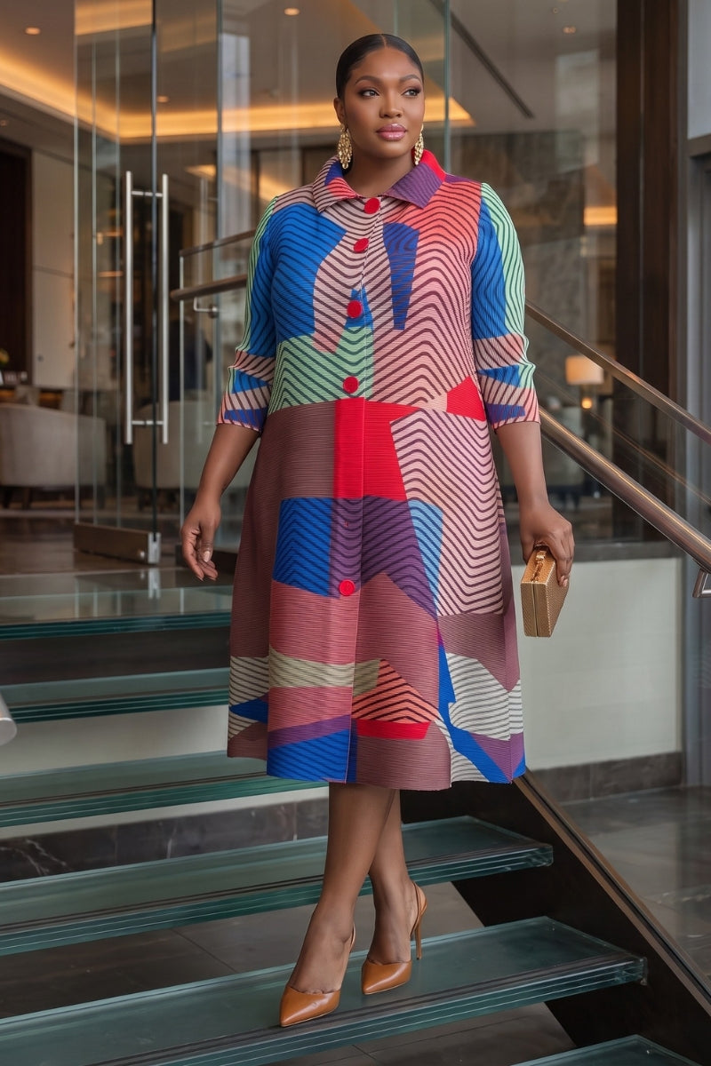 Aveline Mosaic Bounce Dress| Pink Berry