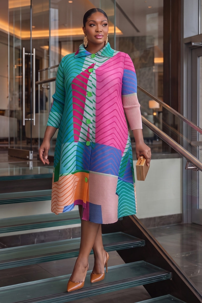 Aveline Mosaic Bounce Dress| Pink Berry