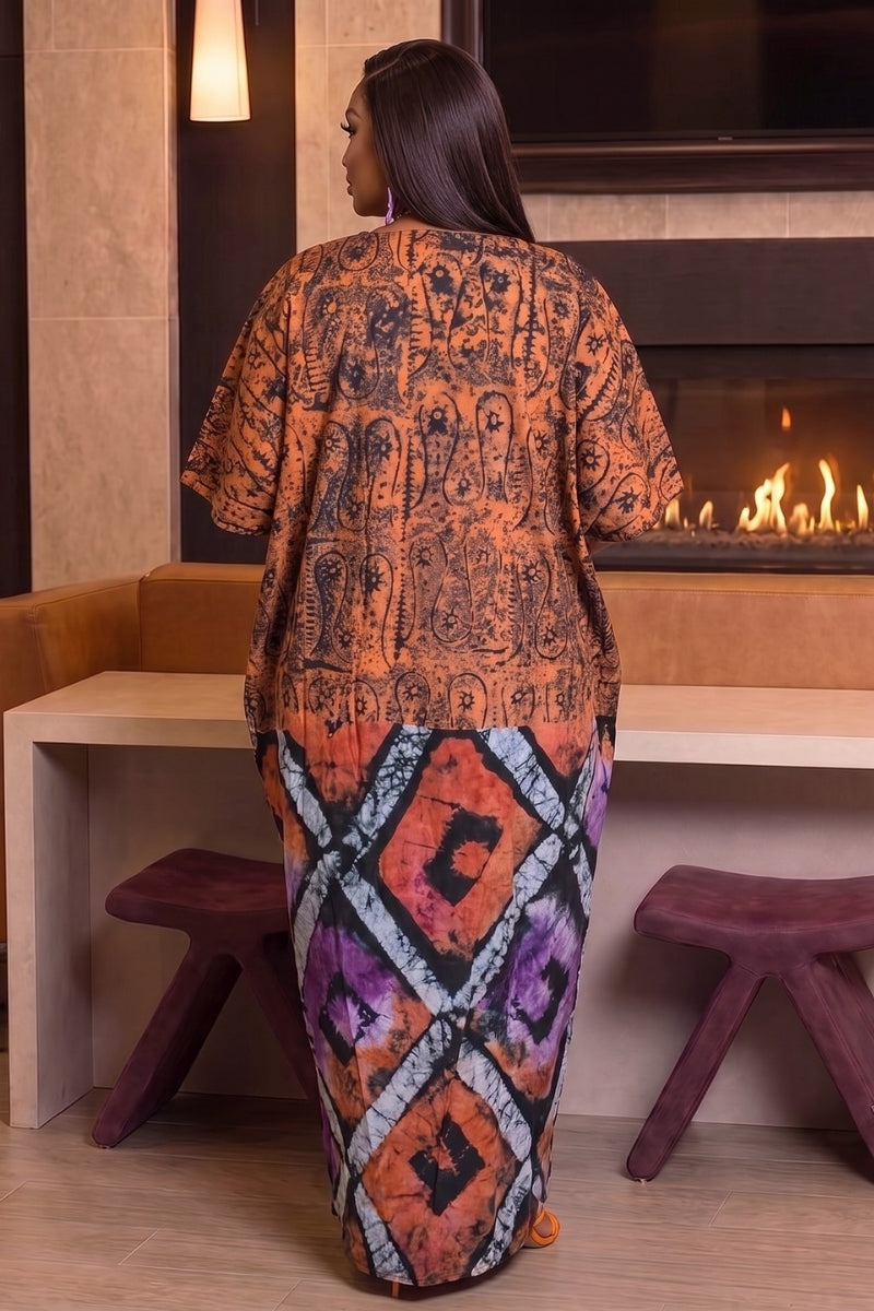 Asake  Drape Kaftan| Orange