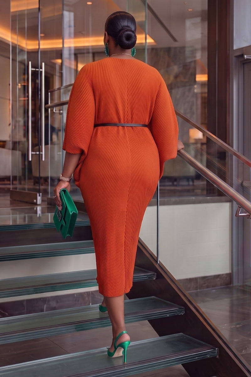 Marcelle Sculpt  Dress | Orange