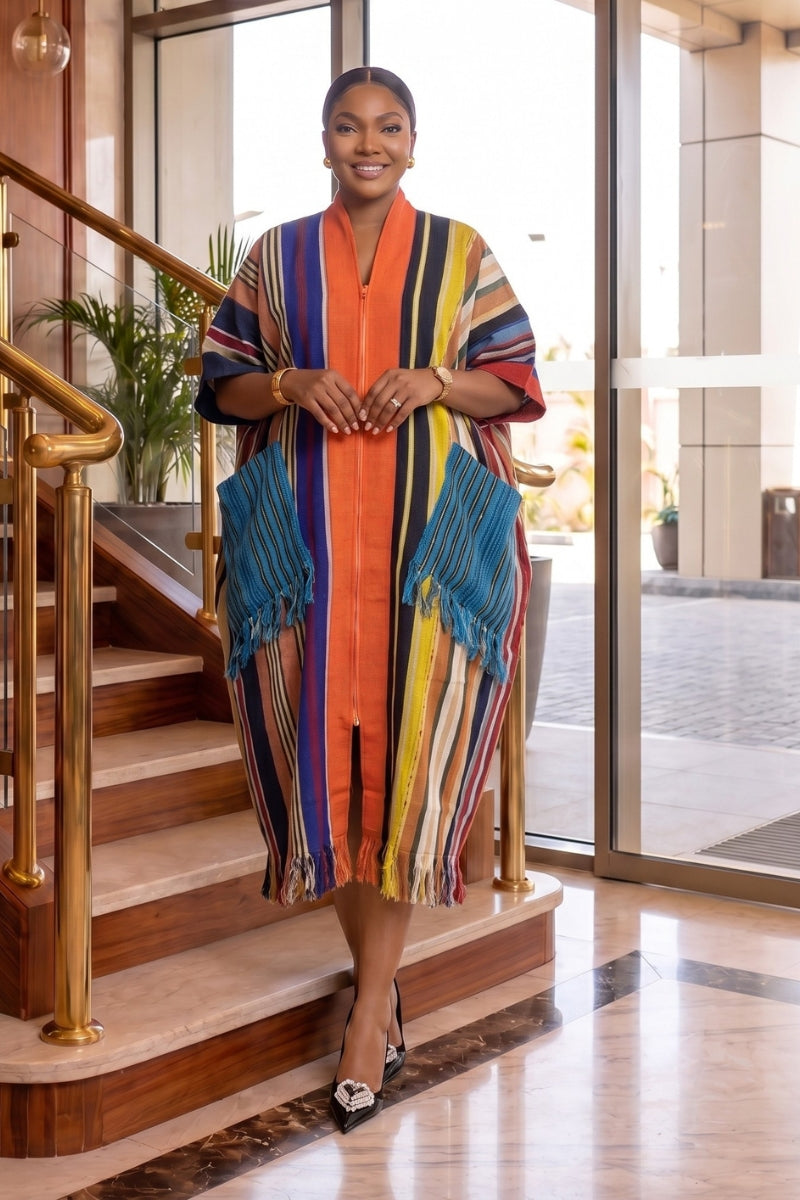 Regal Fringe Kaftan | Navy