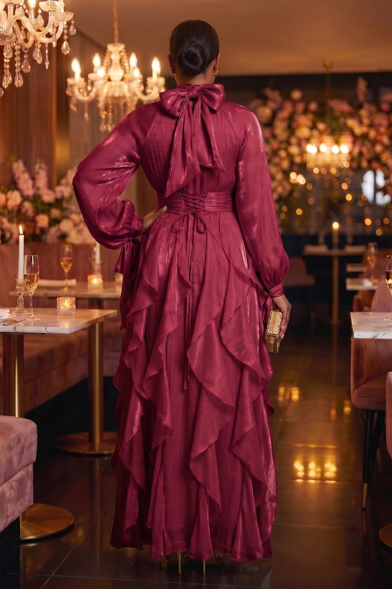 Seraphine Cascade Dress | Wine