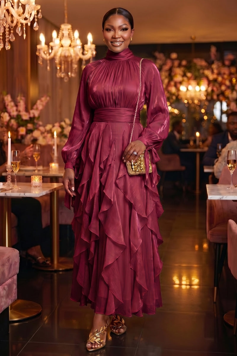 Seraphine Cascade Dress | Wine